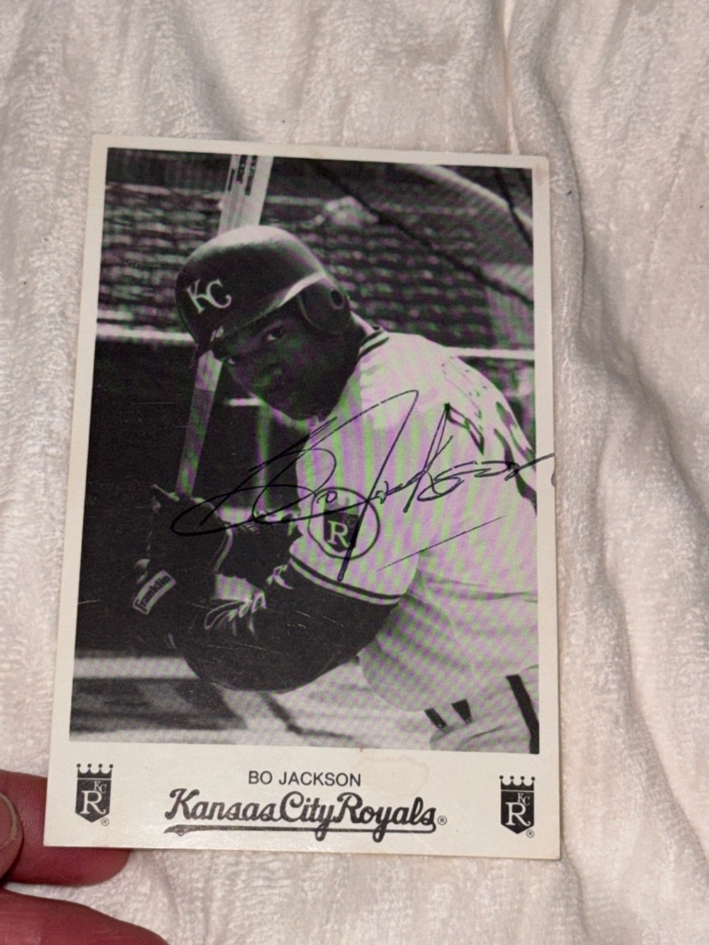 Bo Jackson Kansas City Royals Signed Baseball Card - Black & White